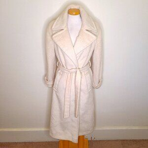 Vintage 1960"s Roth-Stern Cream Mohair Long Wrap Coat